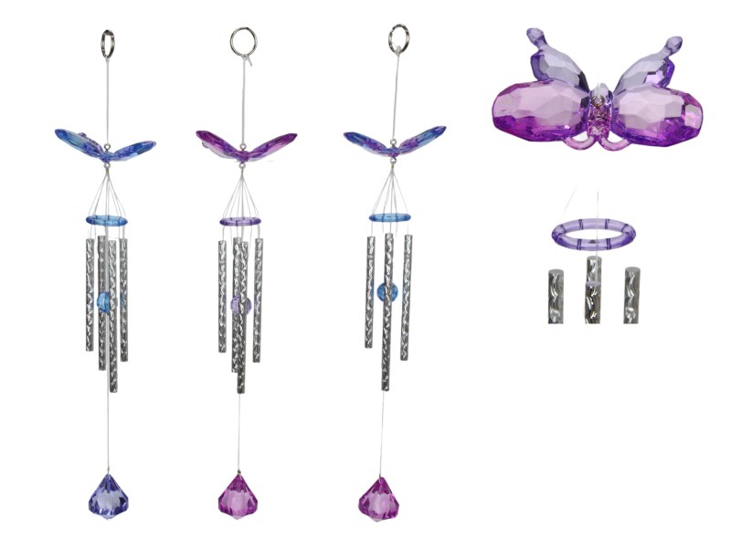 30cm Acrylic Small Butterfly Wind Chime 3 Asstd