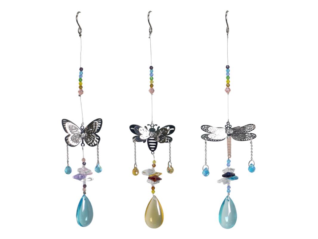 23cm Butterfly, Dragonfly & Bee Suncatcher Hanger 6 Asstd (36=Free Display)
