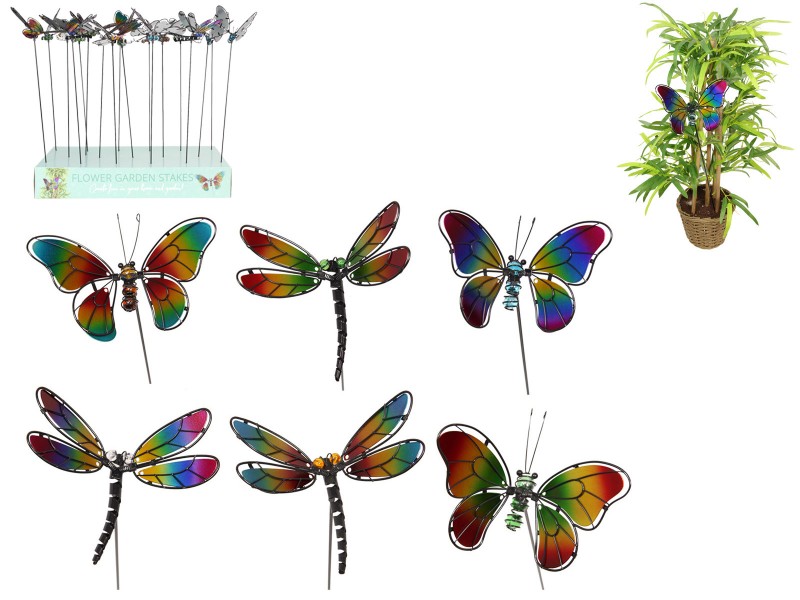 *60cm B/Fly/D/Fly Metal Garden Stake 6As