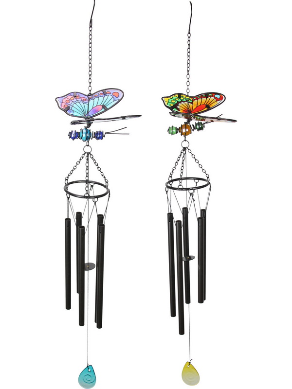 METAL GLASS BUTTERFLY CHIME