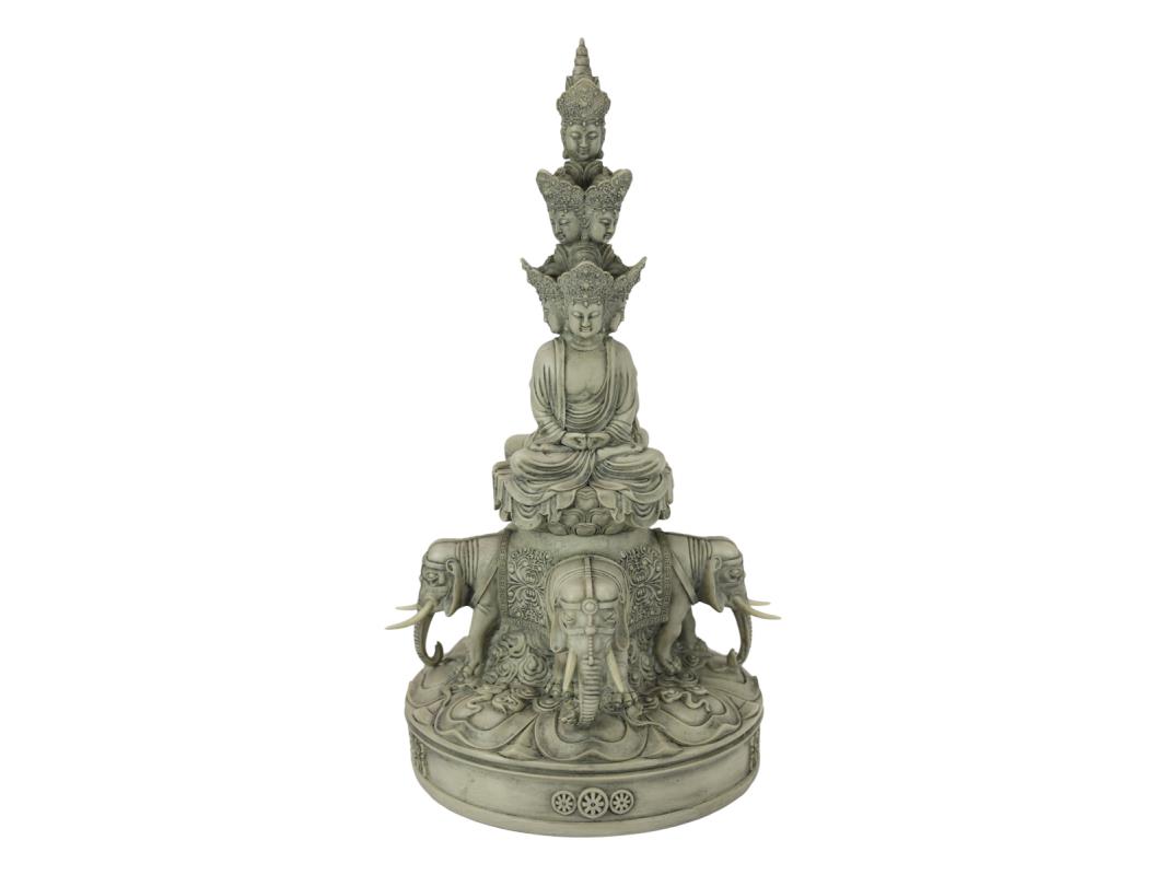 52cm 10 Faces of Buddha with Elephant Base