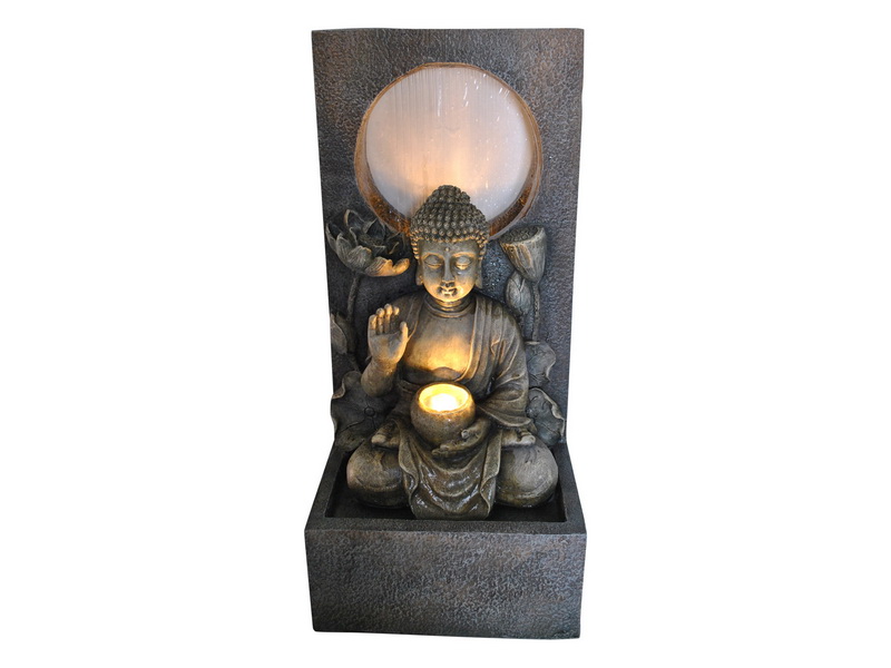 70cm Tranquil Buddha Waterfall Halo Fountain with Light