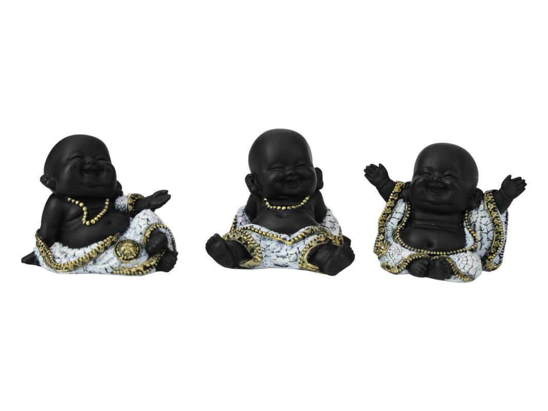 8cm Happy Cute Buddha in Tan Pebble Finish