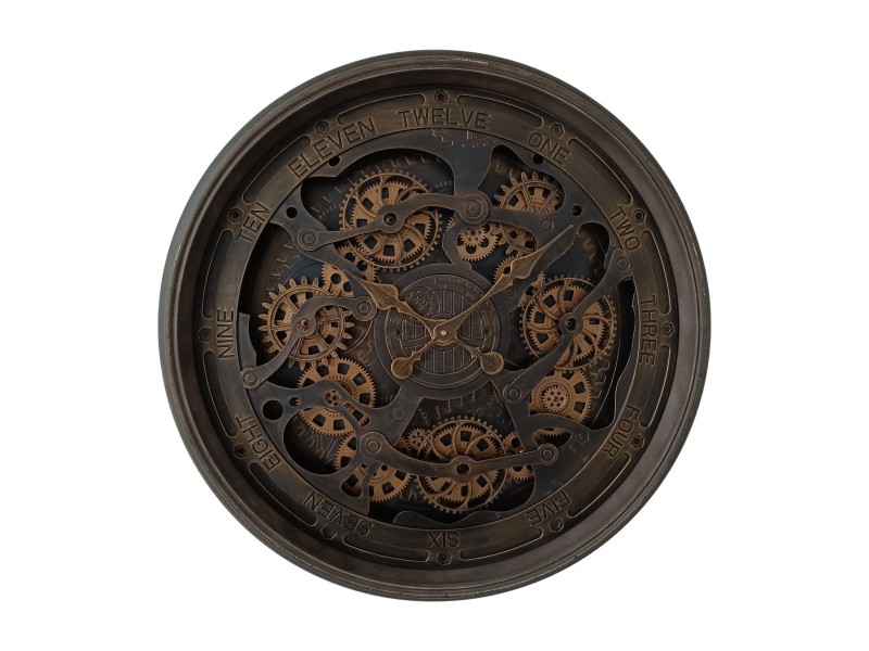 76cm Antique Brown Cog Clock (Window Box)