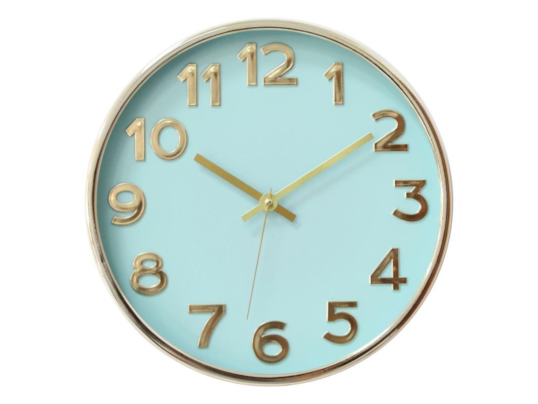 30cm Turquoise Clock with Gold Frame