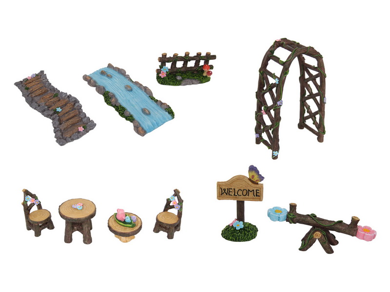 Fairy Garden Display Set Of 10 Asstd