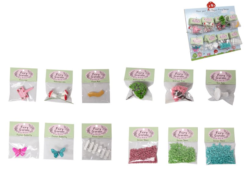 DIY FAIRY GARDEN ORNAMENTS 8 ASSTD ON DISPLAY (HANG SELL)