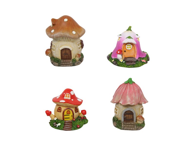 10cm Mushroom Fairy Garden House 4 Asstd