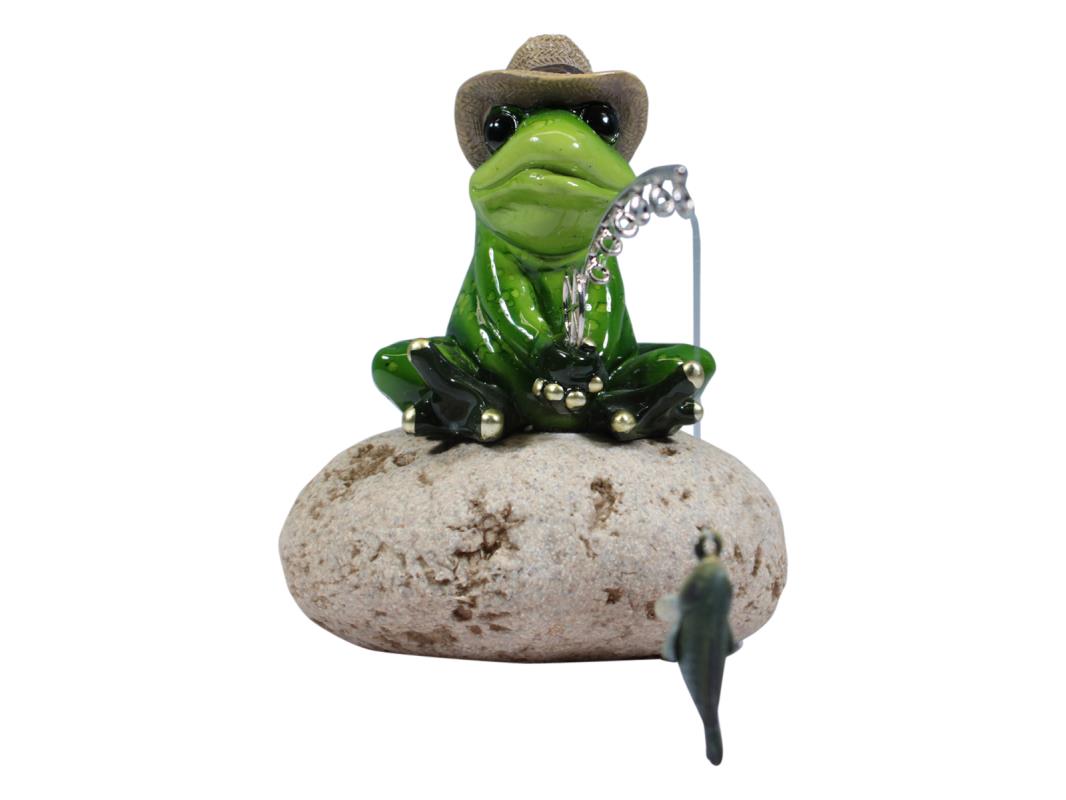 14cm Fishing Frog on Rock