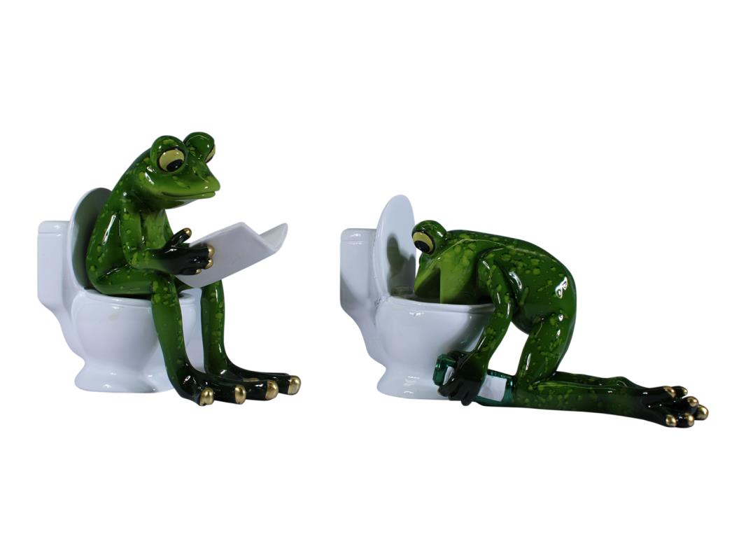 12cm Marble Frog on Toilet 2 Asstd