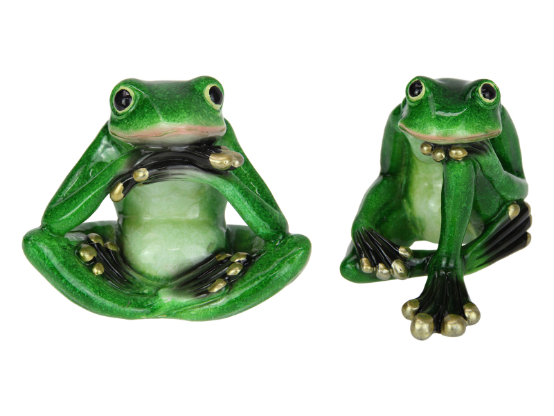 10cm Sitting Green Marble Frog 2 Asstd