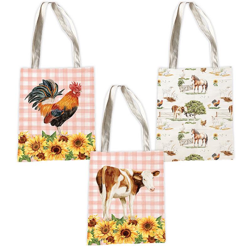 34x47cm Tote Bag with Farmyard Design 3 Asstd