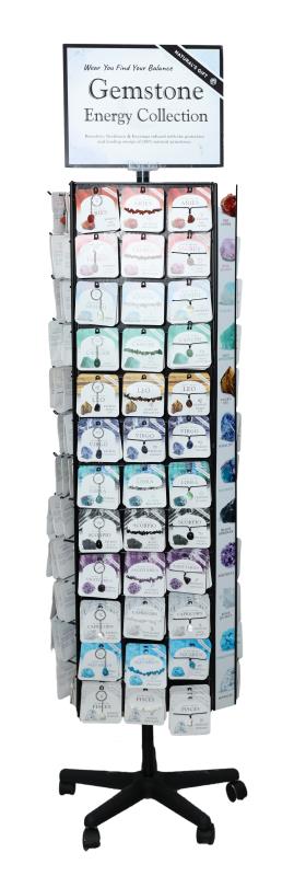 Wellness Gemstone Bracelet/Necklace/Keyring on Revolving Stand (648=Free Display) (Pallet Delivery Only)