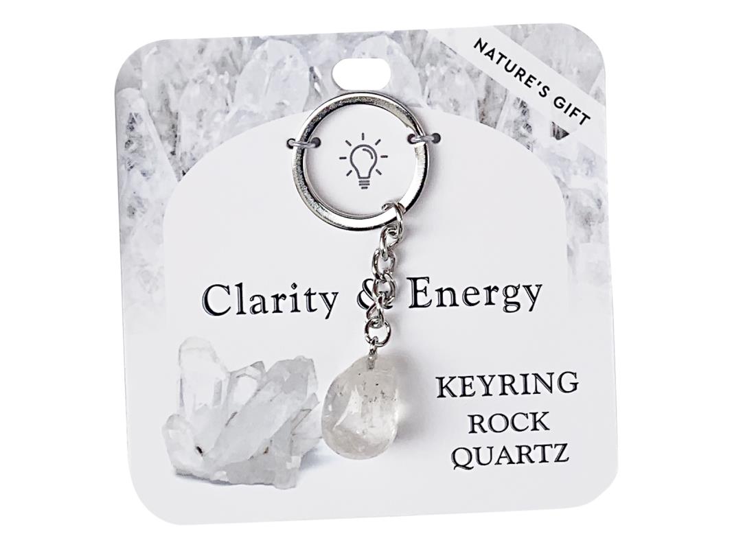 Wellness Gemstone Key Ring Rock Quartz