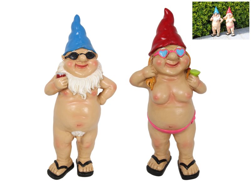 29CM STANDING NAKED DRINKING GNOMES 2 ASSTD