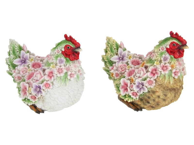 24cm Sitting Hen With Flower Finish 2 As
