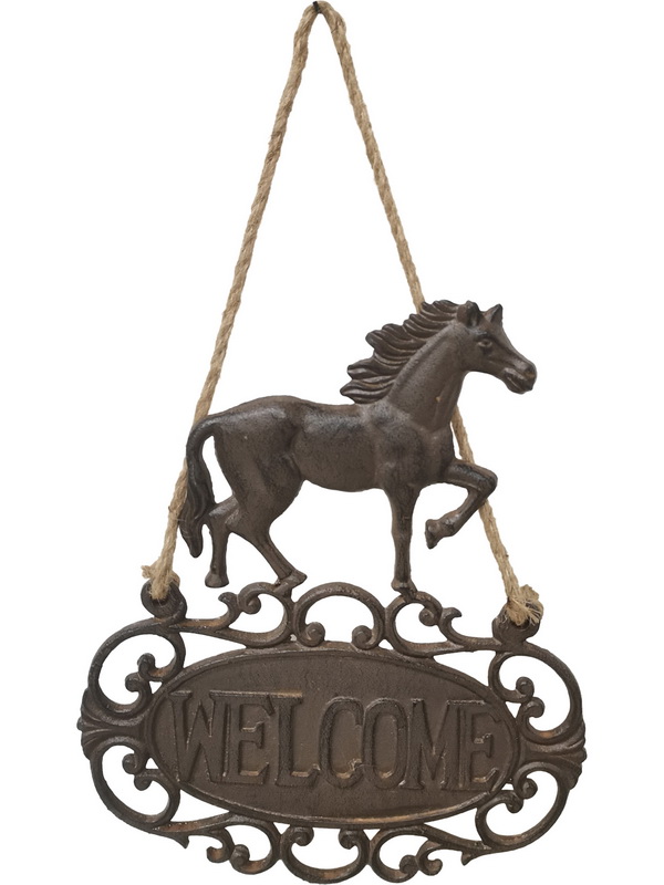 44x26cm Cast Iron Welcome Horse Plaque