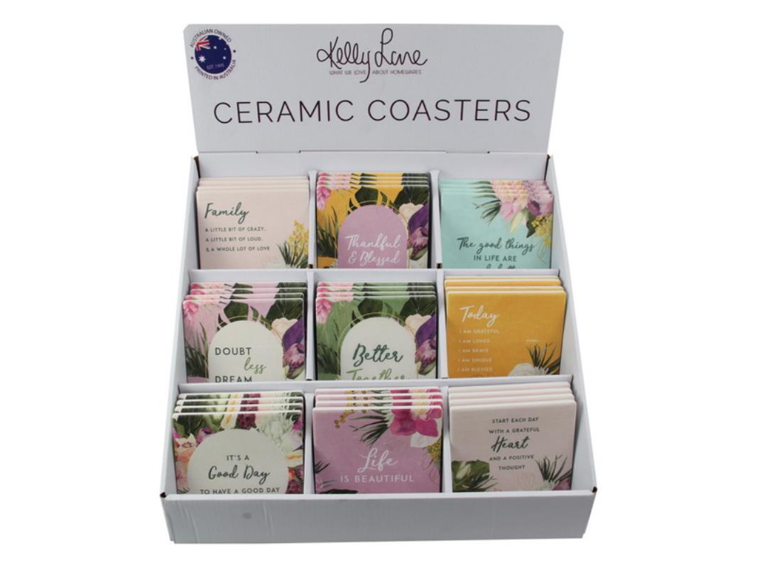 *10X10cm Affirmations Coaster 9 Asstd (72=Free Display)