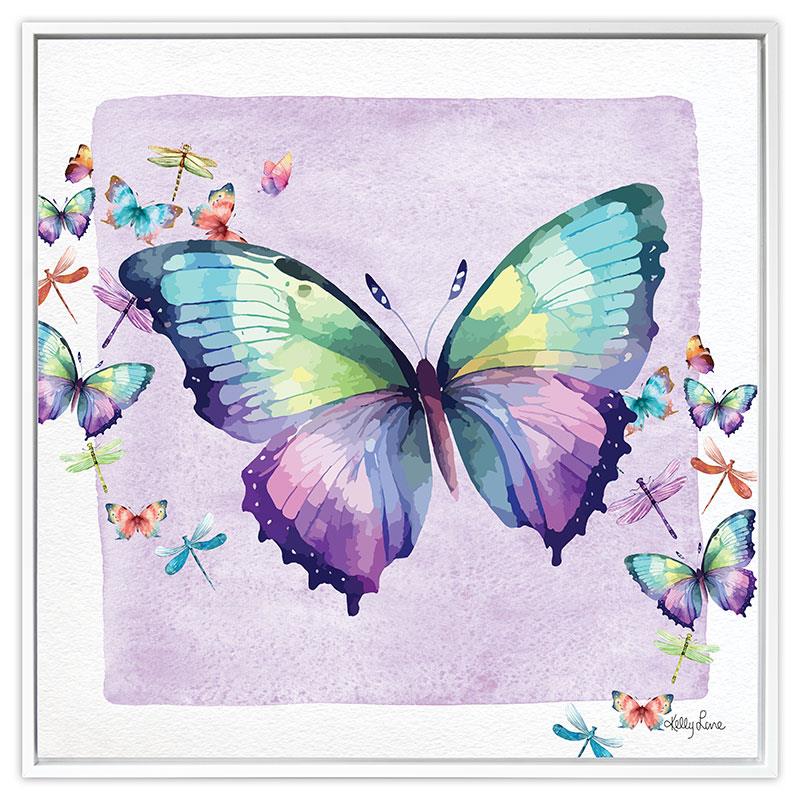 40x40cm Shadow Framed Canvas Print with Butterfly Design by Kelly Lane