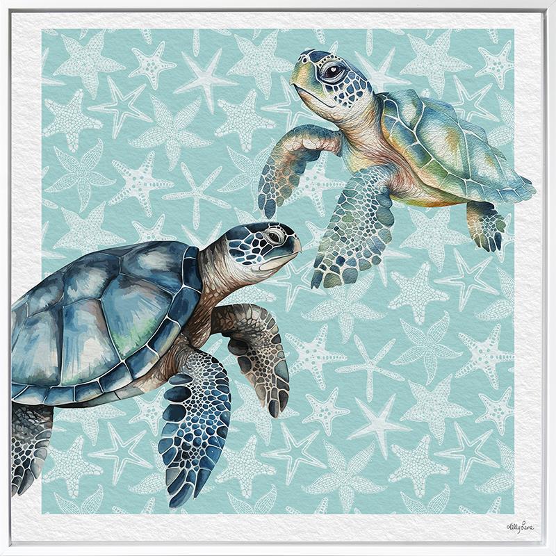 Coastal 75x75cm Shadow Framed Painting by Kelly Lane