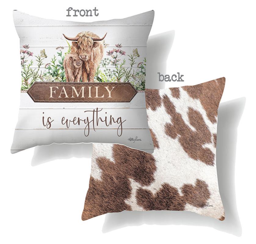 45x45cm Cushion with Highland Cow Design by Kelly Lane