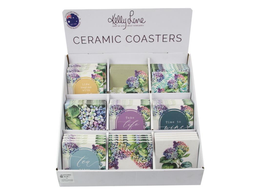 *10X10cm Hydrangea Cork Coaster 9 Asstd (72=Free Display)