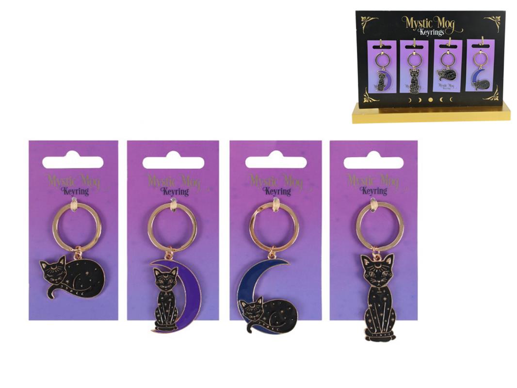 Mystic Mog Black Cat Key Ring (24=Free Display)