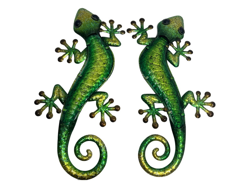 46cm Metal/Glass Lizard Wall Art 2 Asstd