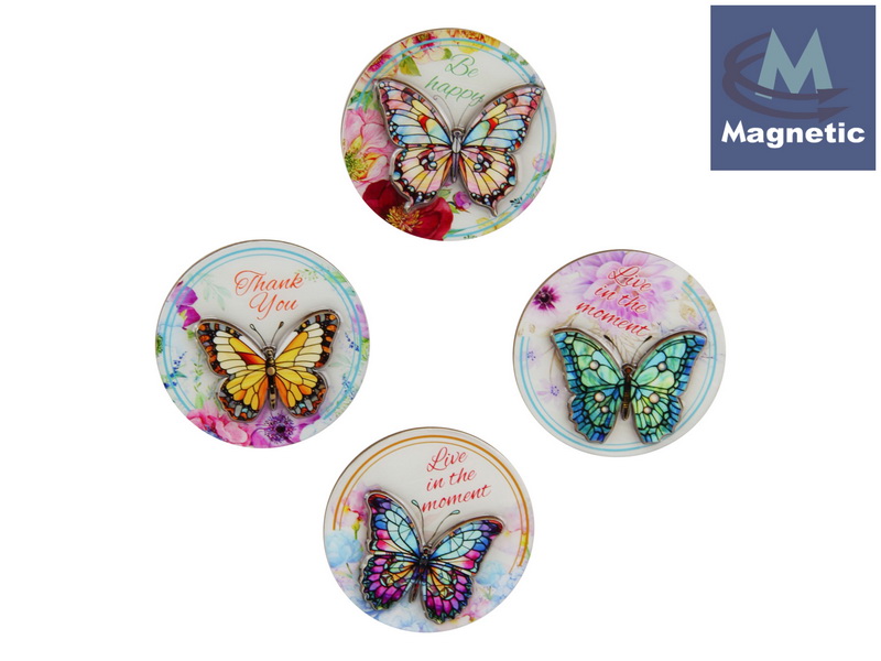 MDF Epoxy Butterfly 2D Magnet 4 Asstd
