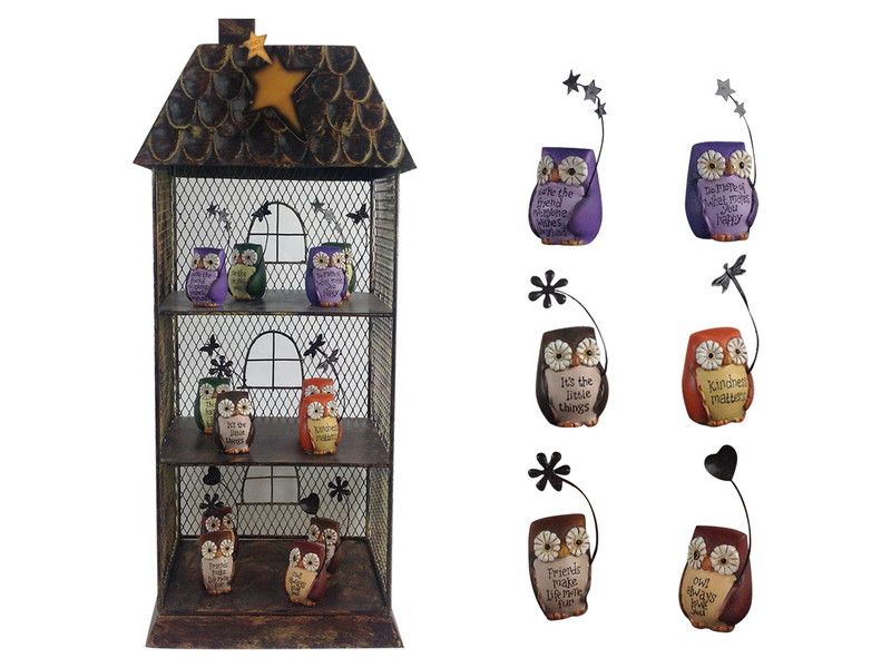 9CM MINI OWLS WITH WORDING & DISPLAY 12 ASSTD (72=FREE DISPLAY)
