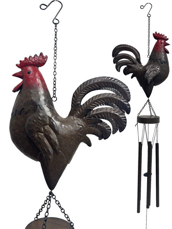 102cm Metal Rooster Rustic Wind Chime
