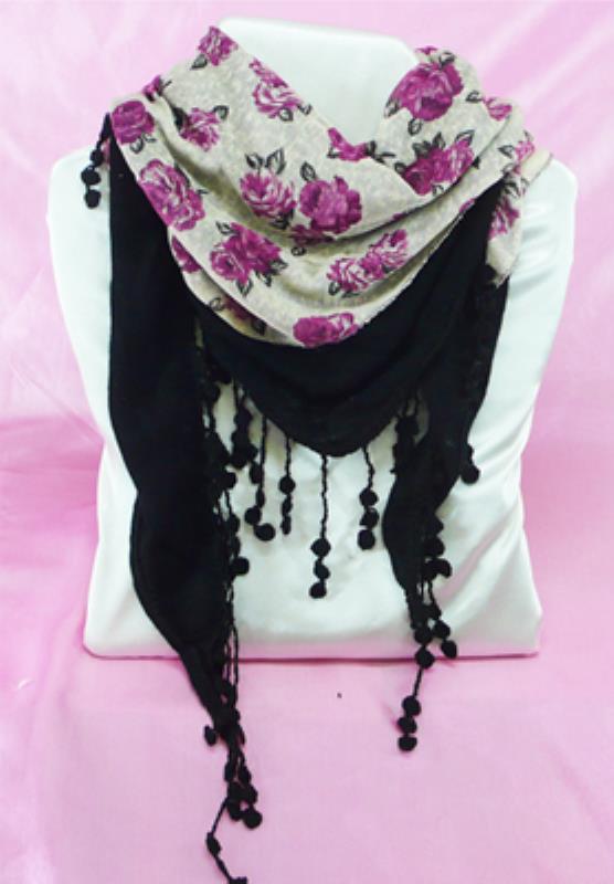 Black Peony Triangle Scarf