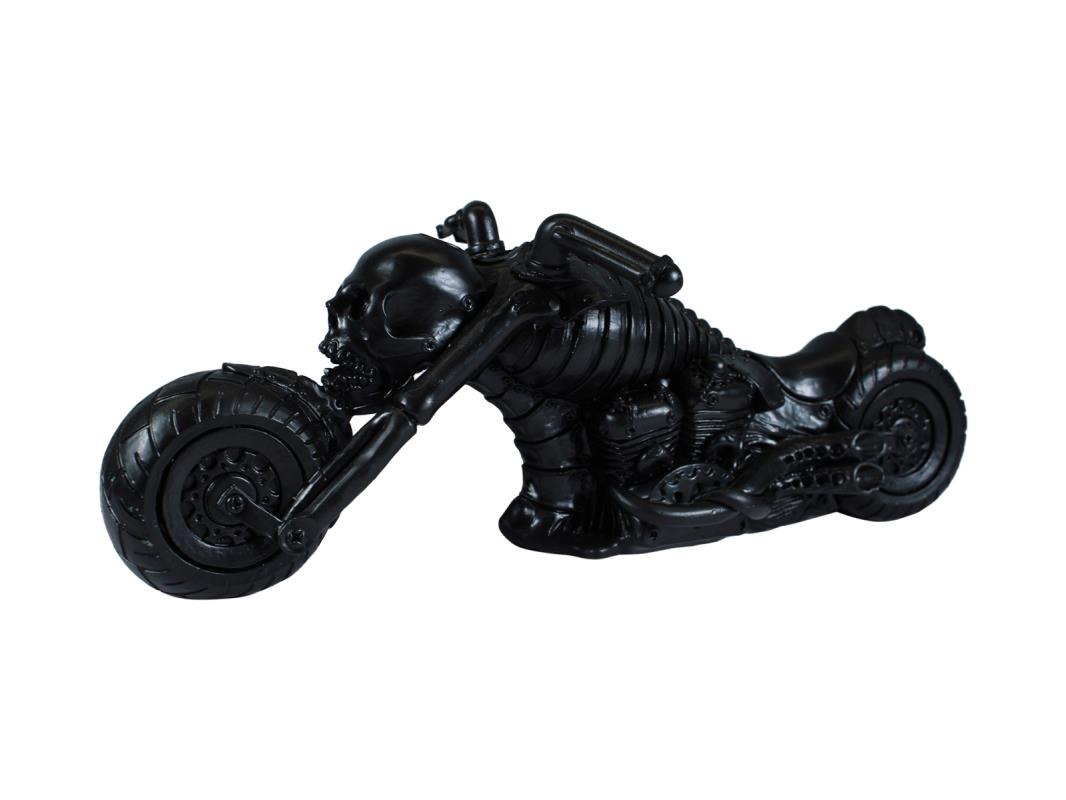 30cm Antique Silver Skull Rider on Bike