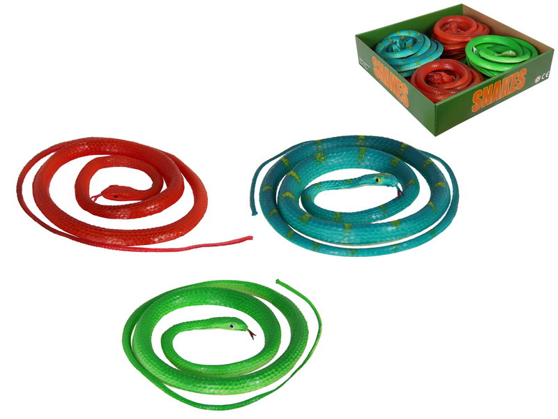 97cm/38" Snake (Soft PVC) 3 Asstd Colours (Display Box)