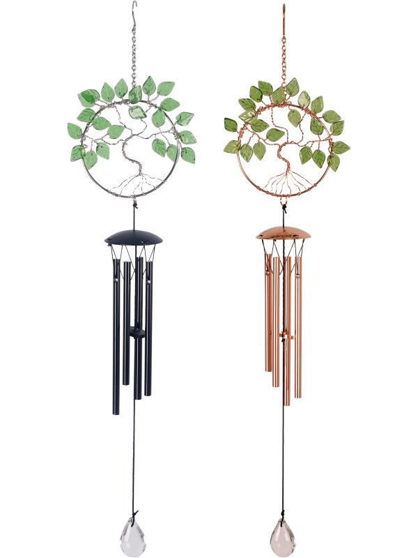 48cm Glass Leaf Tree of Life Wind Chime 2 Asstd