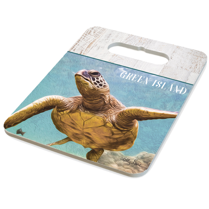 18x24cm Ceramic Grazing Plate Green Island Turtle by Kelly Lane