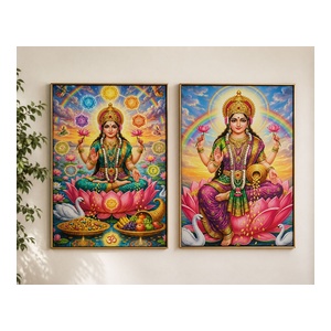 62x92cm Framed Canvas with Lakshmi Design 2 Asstd