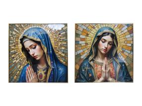 82x82cm Framed Print with Mother Mary Design in Lacquered Finish 2 Asstd
