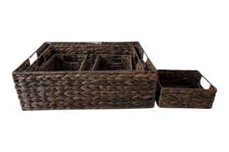 Set of 5 54x39cm Dark Brown Storage Baskets