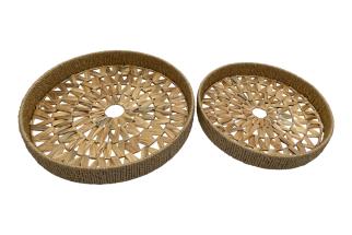 Set of 2 38cm Round Water Hyacinth Trays