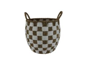 38x31cm Seagrass Decor Storage Basket Tan/White