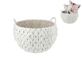 40cm White Rope Storage Basket with Handles