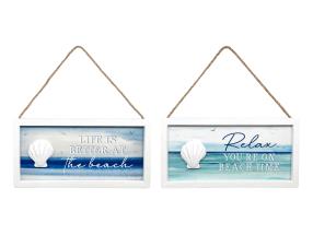 20x10cm Beach Plaque with Shell 2 Asstd