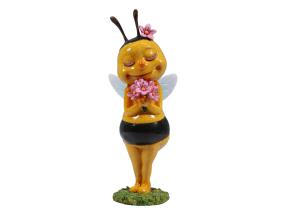 18cm Marble Bee Holding Flowers