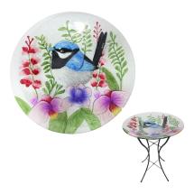 46cm Metal/Glass Bird Feeder with Fairy Wren Design