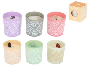120gram 7cm Boho Organics Candle with Gemstone Chips 6 Asstd