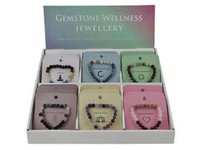 Wellness Crystal Rock Quartz Bracelet 6 Asstd (36=Free Display)