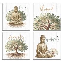 20x20cm Canvas Print with Buddha Tree of Life Design 4 Asstd