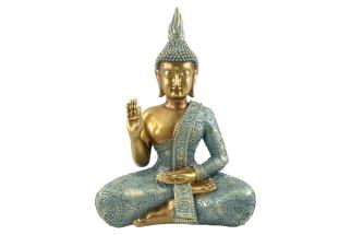 46cm Aqua/Gold Rulai Buddha at Peace