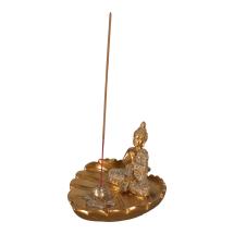 11cm Buddha on Leaf with Incense Holder